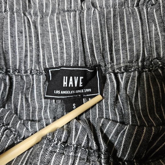 HAVE Los Angeles 100% Cotton Paper Bag Shorts, Dark Grey Pin Striped,Small - Picture 5 of 9